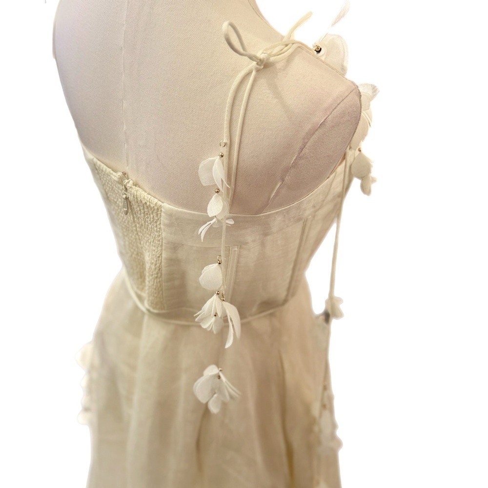 NWOT $1600 MSRP Zimmermann Ivory Wanderland Corset-Style Midi Dress US Size 4-6 - Picture 11 of 15